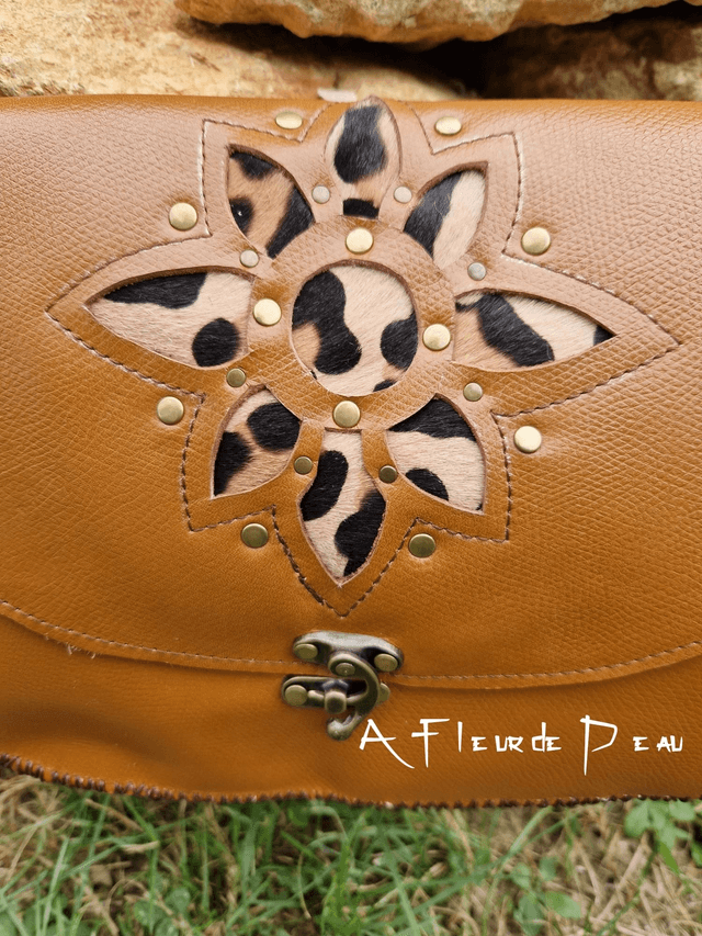 Sac 100% cuir motif léopard 