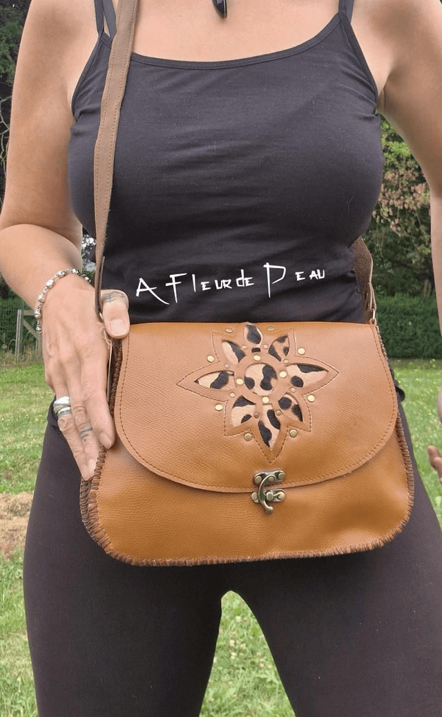 Sac 100% cuir motif léopard 